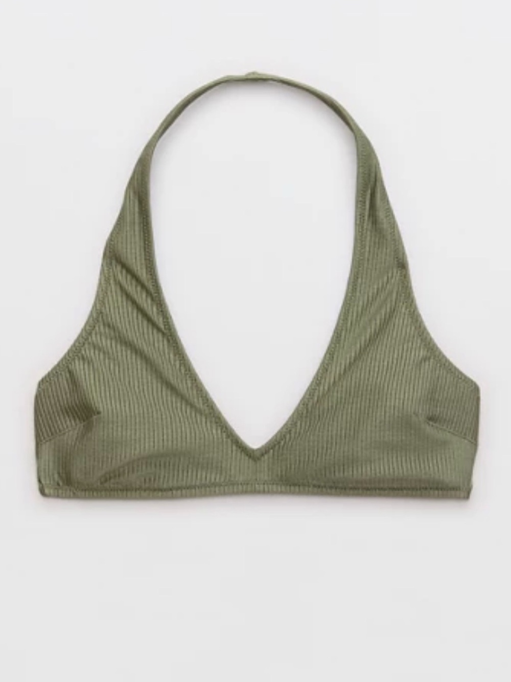 Aerie robbed halter swim top-olive